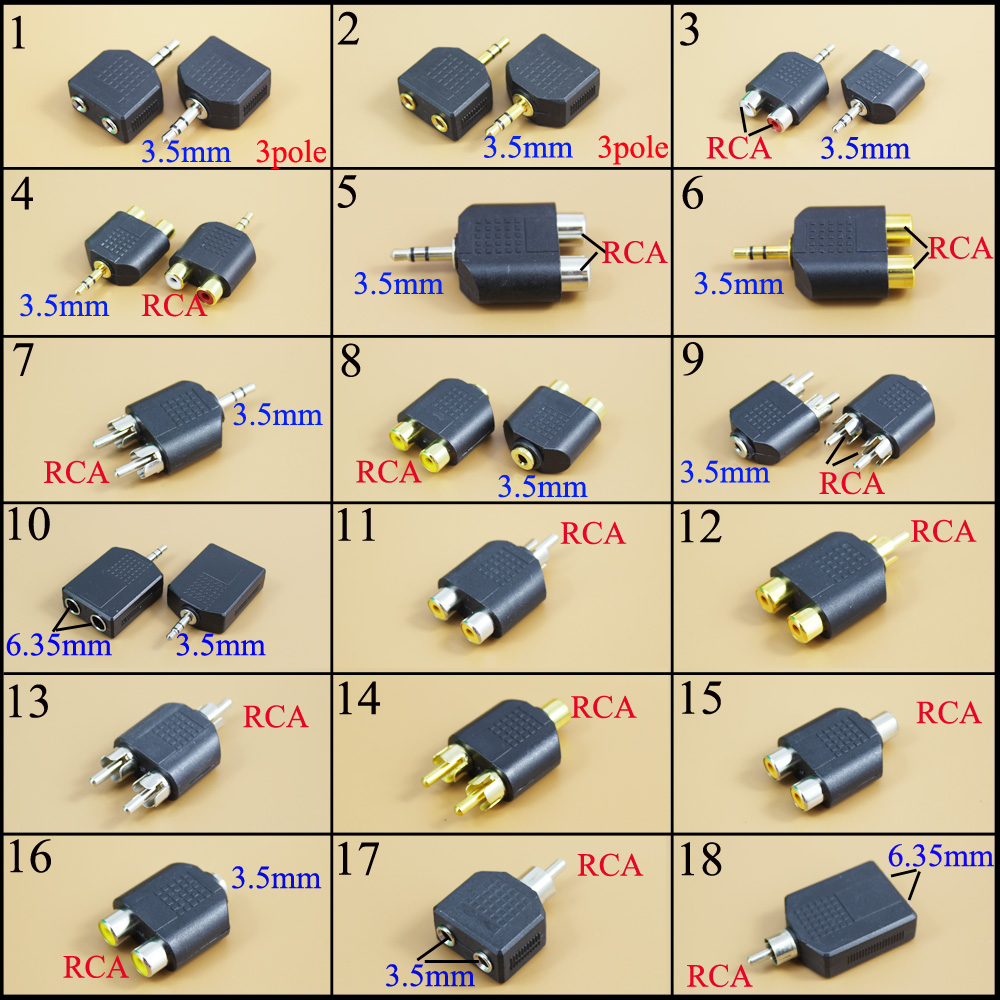 3,5 mm/6,35 mm Dişi - 2 RCA Er - Earphone Splitter Jack incelemesi ve fiyatı